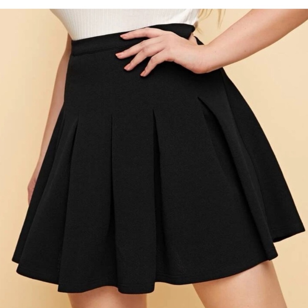 1XL BLACK flared Skater knit SKIRT Stretchy waist Casual Pull On Womens Short 1X